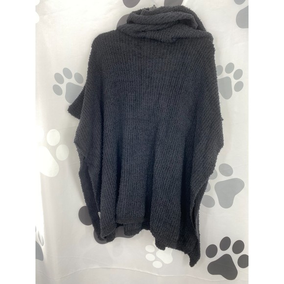 Charter Club NWT Hooded Knit Poncho Pull On Super Soft Solid Black One Size New - Picture 6 of 12